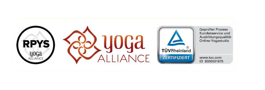 Online Yoga-Plattform, zertifiziert von Yoga Alliance und TÜV Rheinland für Qualität und Kundenservice.